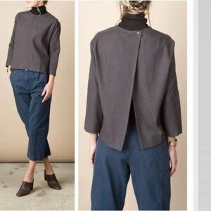 Black Crane Open Back Top Plum S